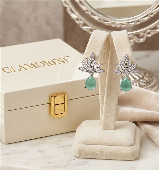 American Diamond Mint/Aqua Earrings view 2