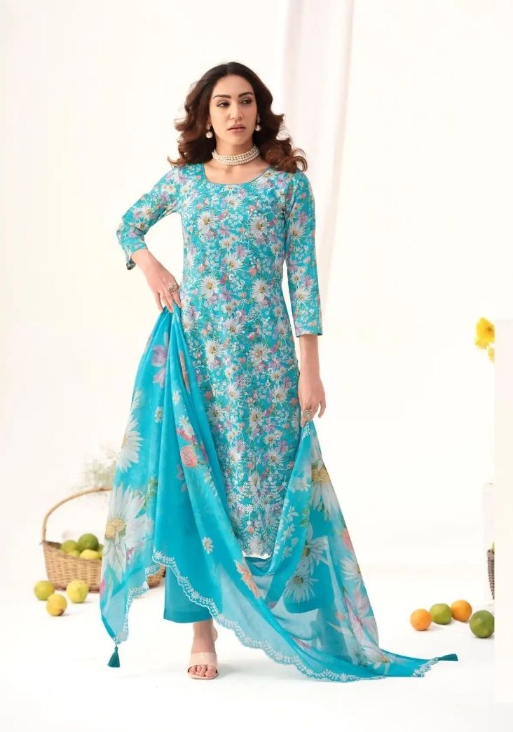 HERMITAGE COTTON DRESS MATERIAL UNSTITCHED SUIT - BA - 101 / HC002469 view 3