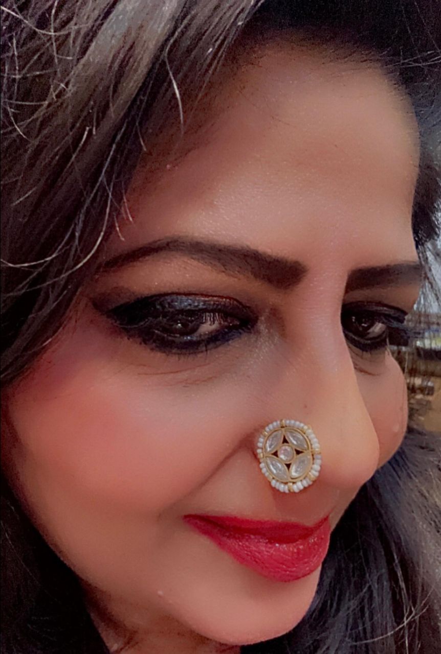 Traditional Nose Pin - Polki Studded view 2