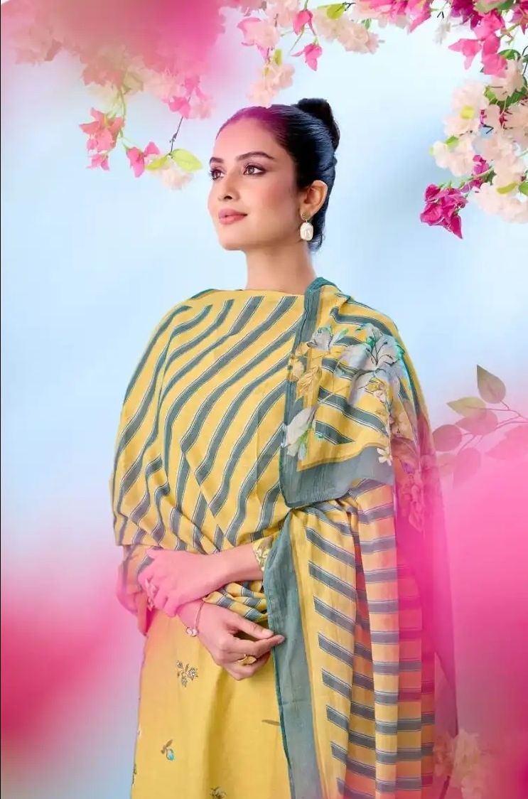 BLOOM THEORY COTTON SALWAR UNSTITCHED SUIT - 328 / HC002474 view 4