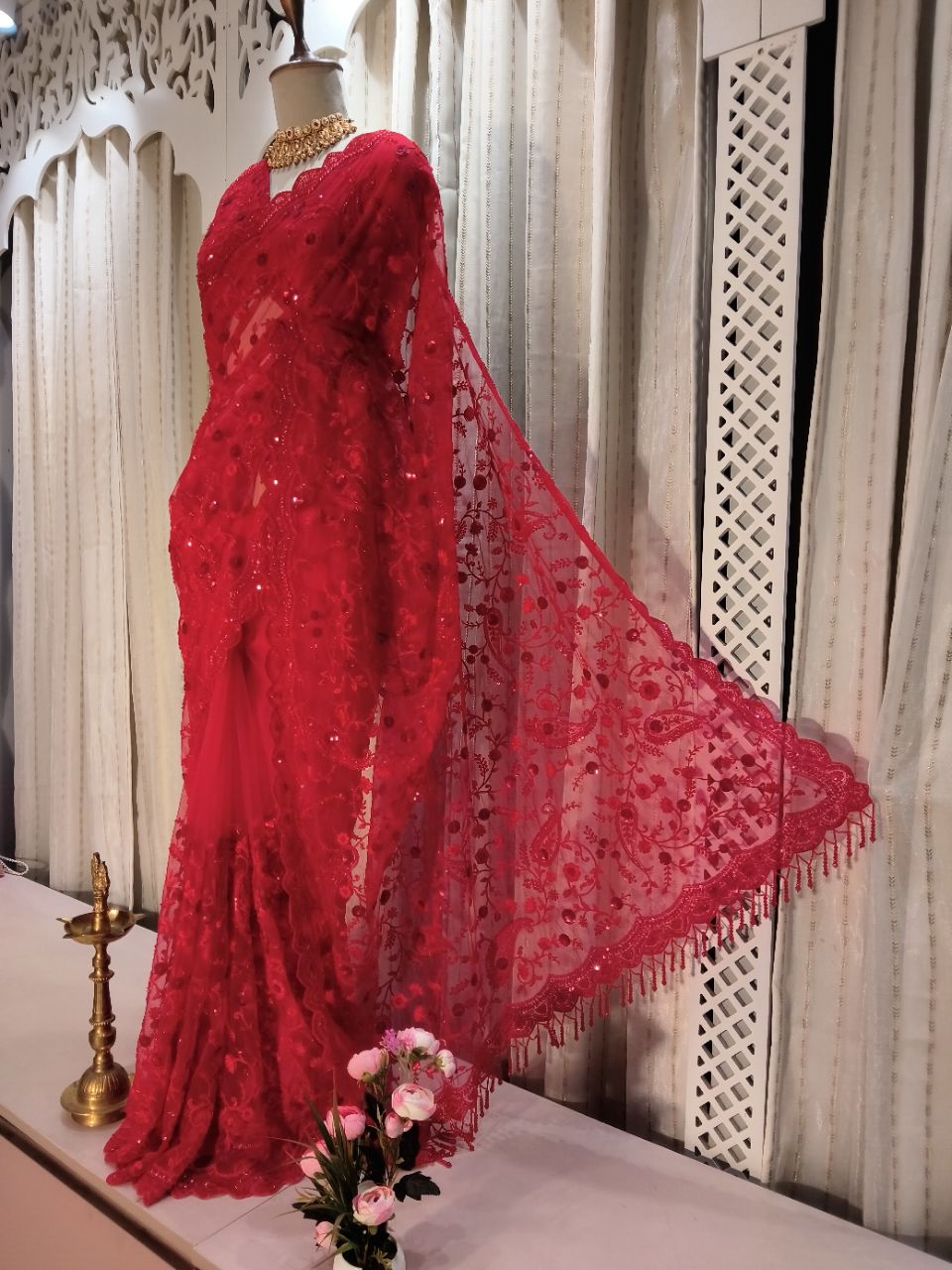 Pure Softnet Net With Hand Work Designers Saree view 8