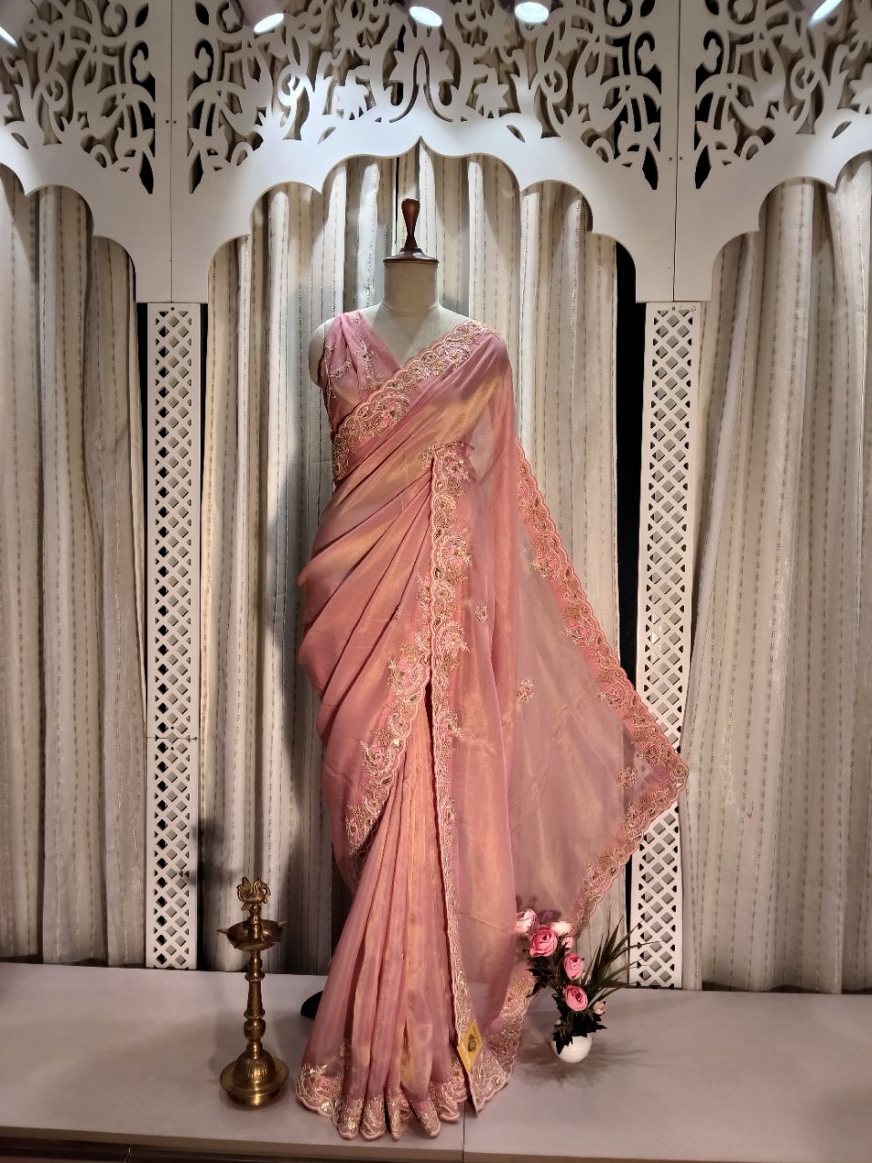 Designer Silk Saree With Hand Work view 5