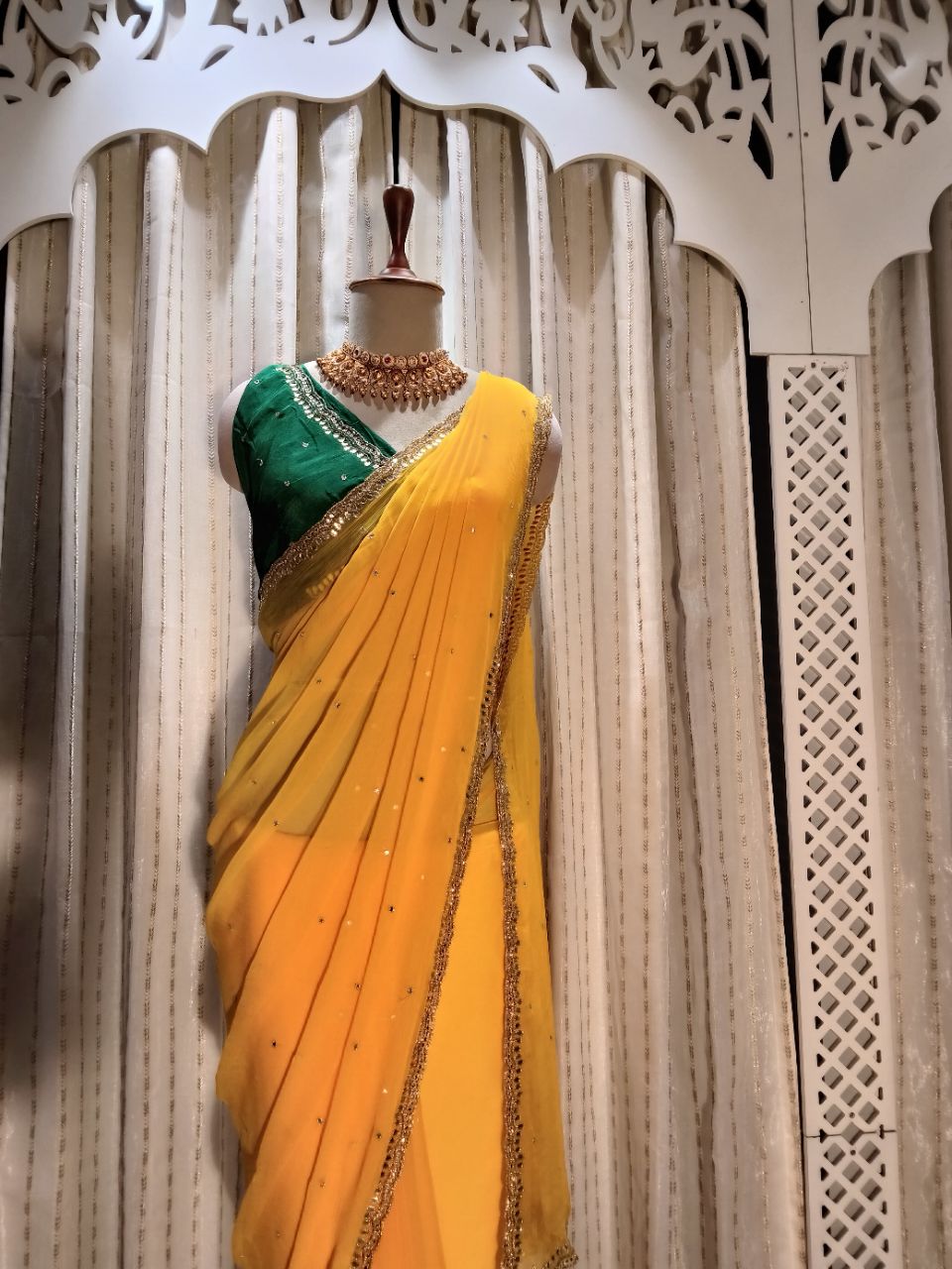 Pure Chiffon Saree With Hand Work view 7