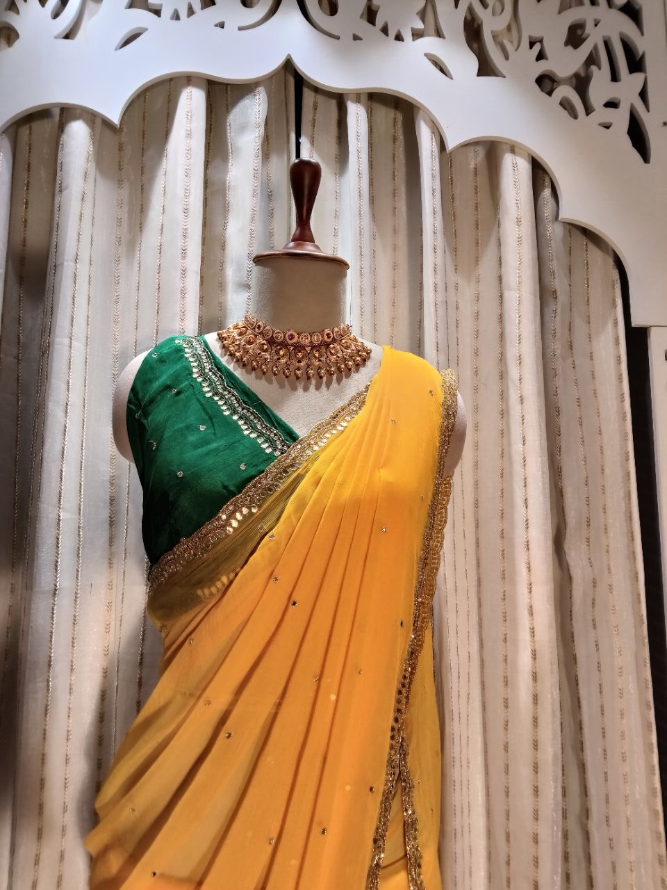 Pure Chiffon Saree With Hand Work view 8