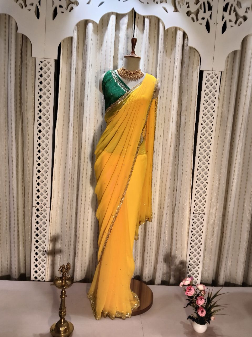 Pure Chiffon Saree With Hand Work view 5