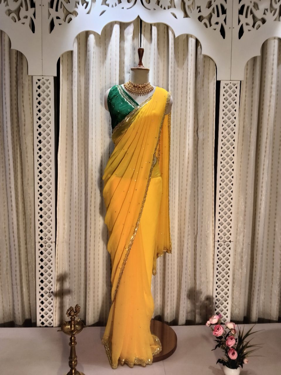 Pure Chiffon Saree With Hand Work view 4