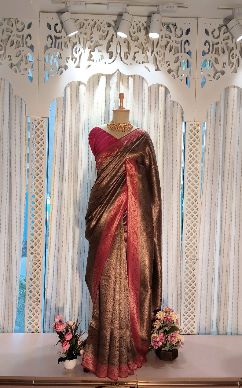 Banarasi pure chanderi silk with tissue  with full weaving view 6