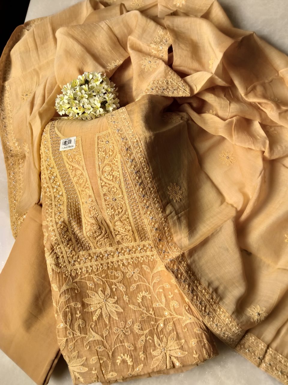 Pure Mal Chanderi With Embroidered Suit view 4