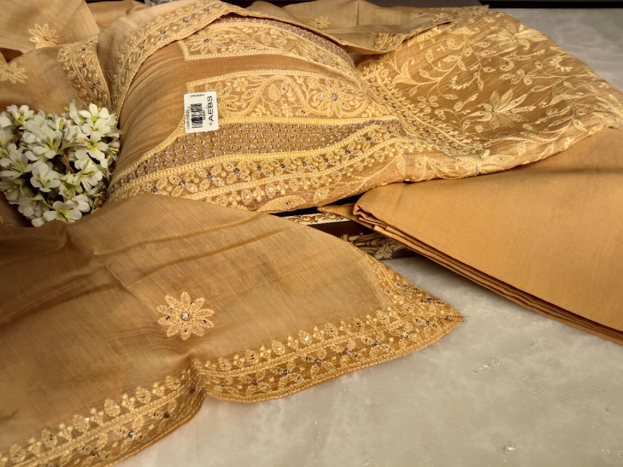 Pure Mal Chanderi With Embroidered Suit view 7