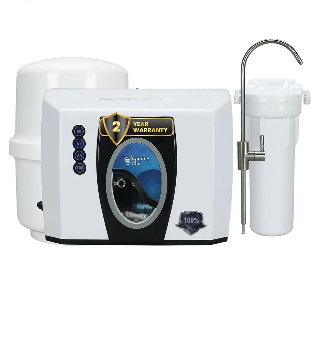 NovaStar 2X Smart Pure - UTS Under Sink Storage pressure tank 12 L RO+UF+TDS + Alkaline + Copper + Zinc Water Purifier (White) Works up to 3500 TDS