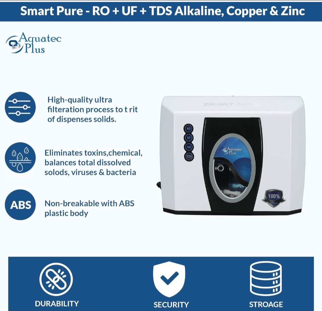 NovaStar 2X Smart Pure - UTS Under Sink Storage pressure tank 12 L RO+UF+TDS + Alkaline + Copper + Zinc Water Purifier (White) Works up to 3500 TDS view 4
