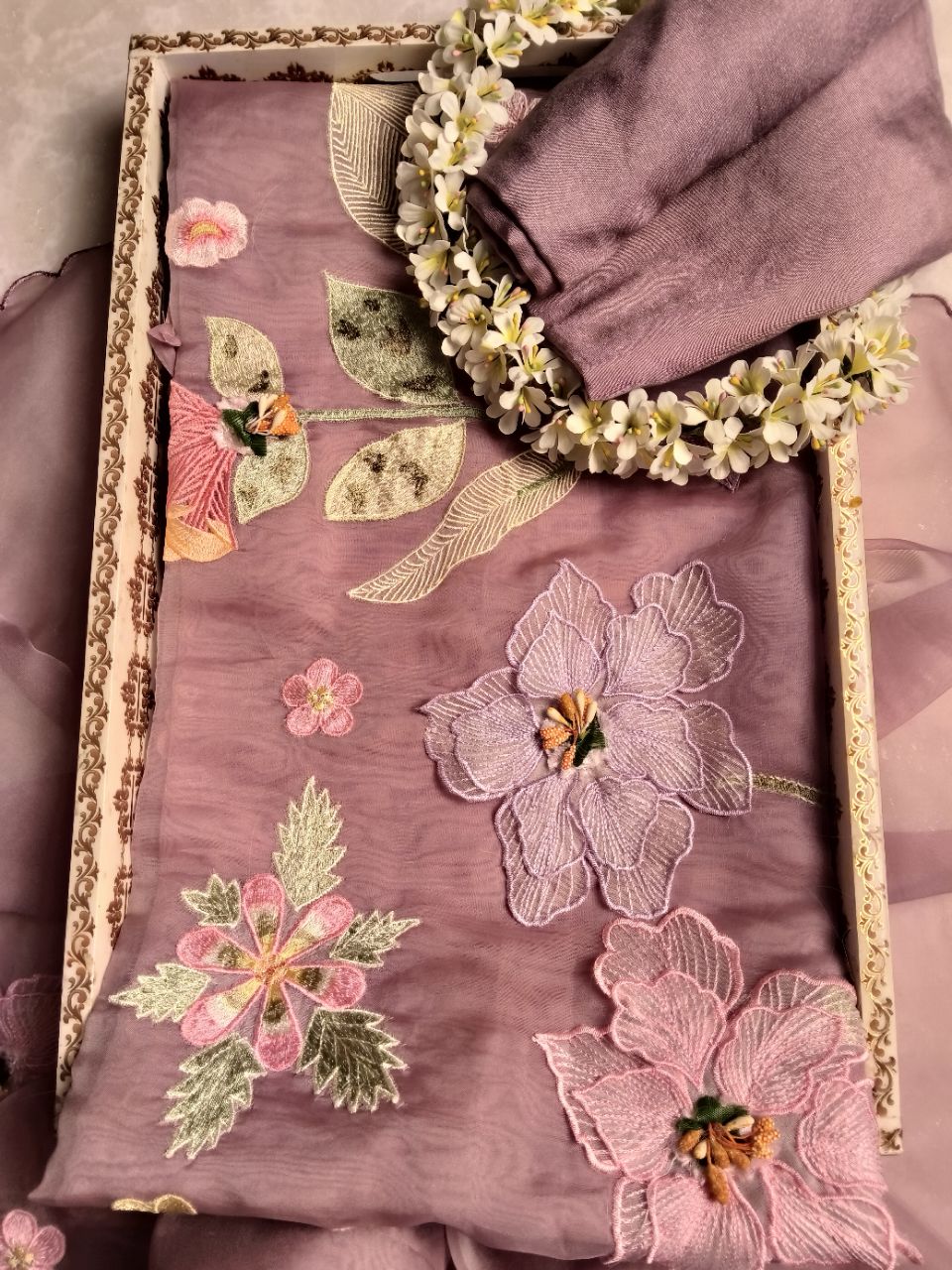 Pure Tissue Silk With 3D Embroidery Suit view 6