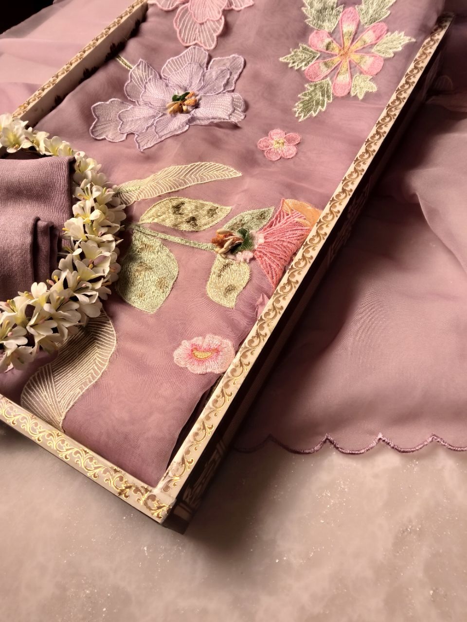 Pure Tissue Silk With 3D Embroidery Suit view 5