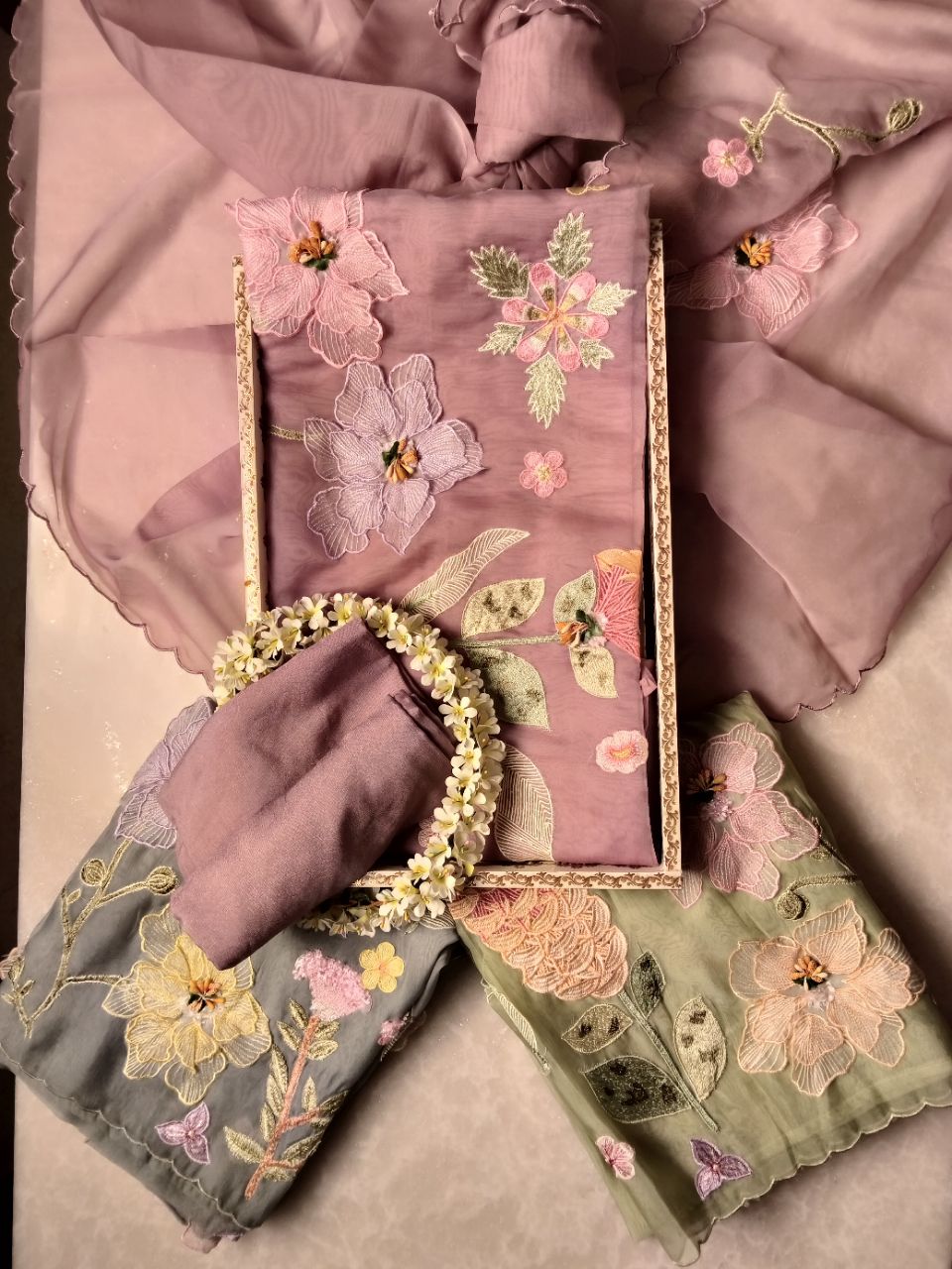 Pure Tissue Silk With 3D Embroidery Suit view 8