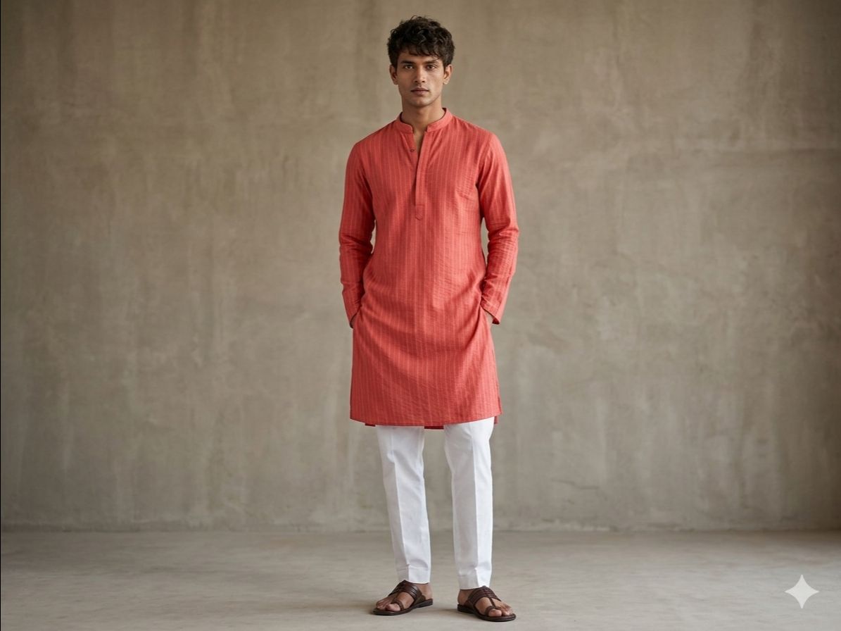 Pink And Green Kurta view 2