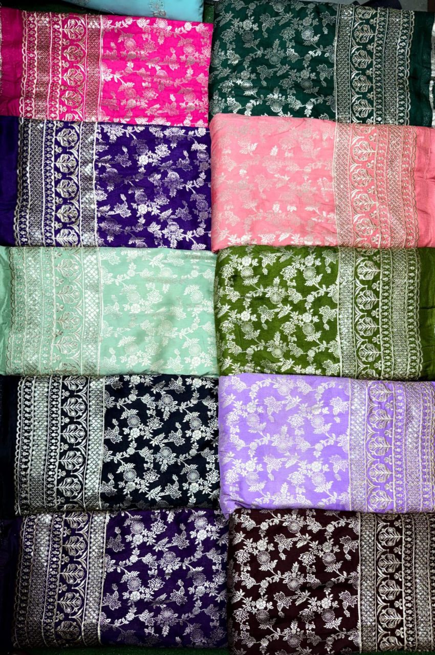 Pure Dola Silk  Fabric Available In All Colours view 10
