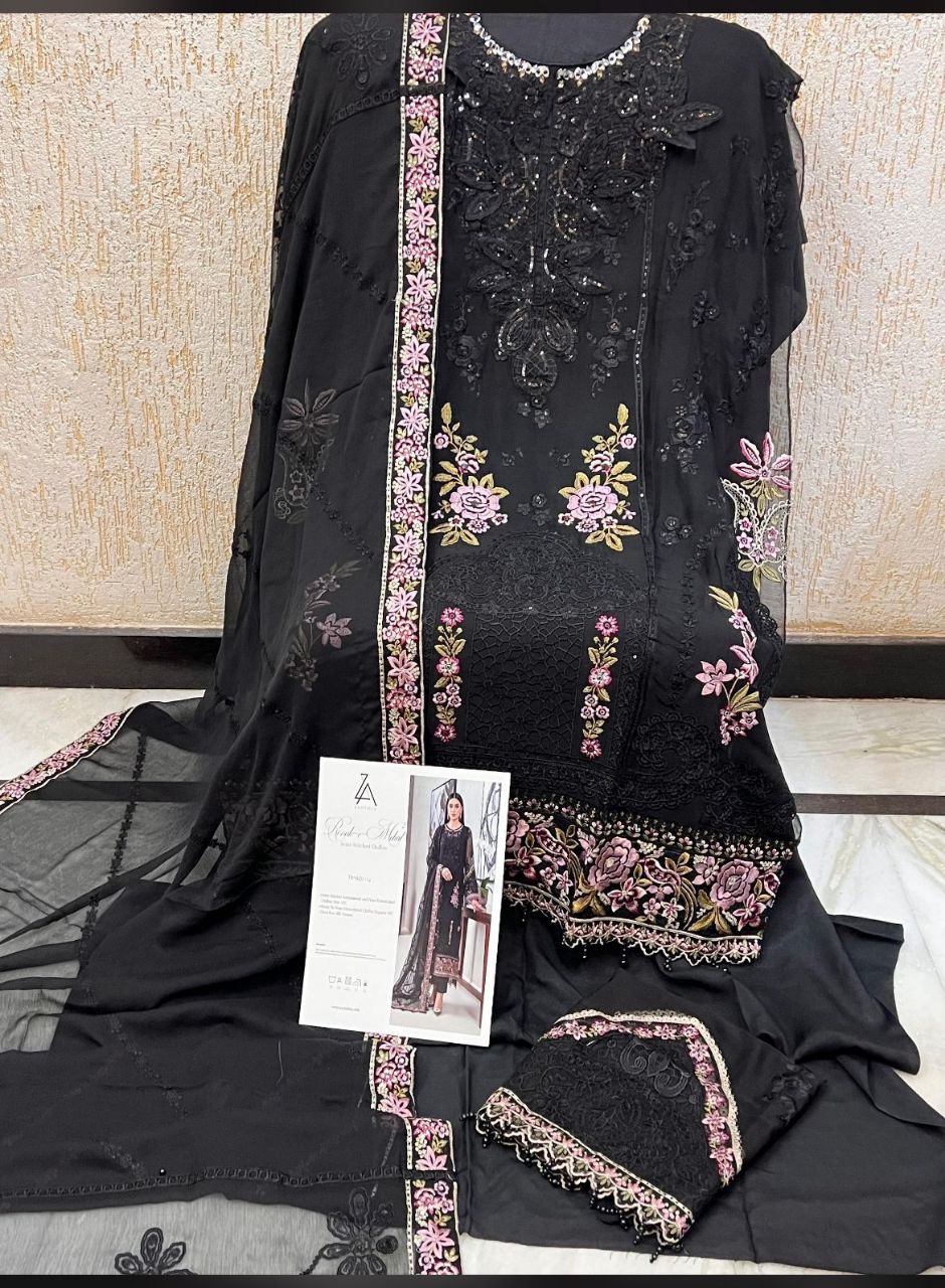 Ronak-e-mahal Semi Stitched Chiffon Collection D4 / HC002086 view 4