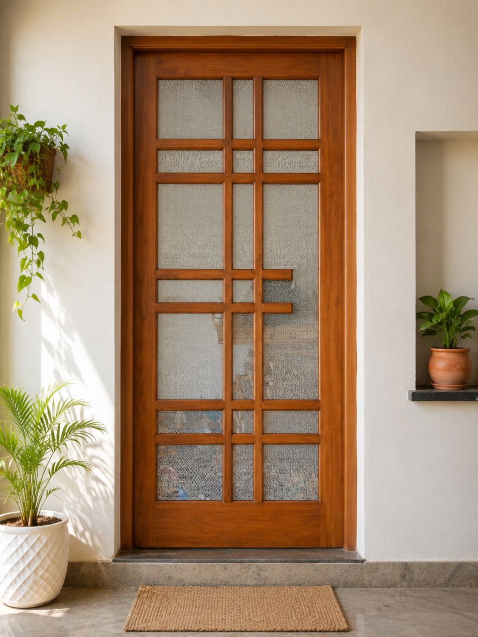 Teek Wooden Mosquito Door Design view 3