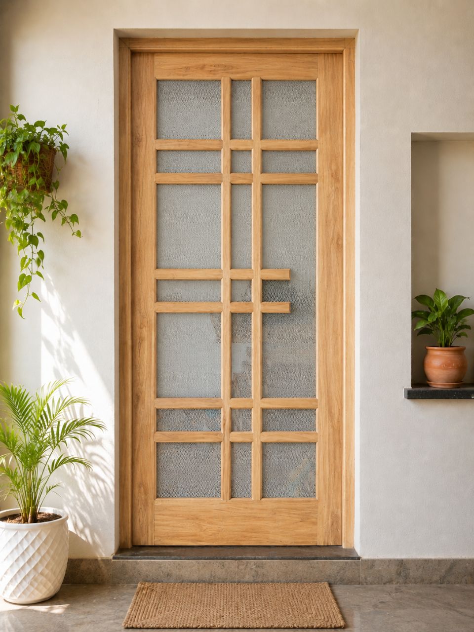 Teek Wooden Mosquito Door Design view 2