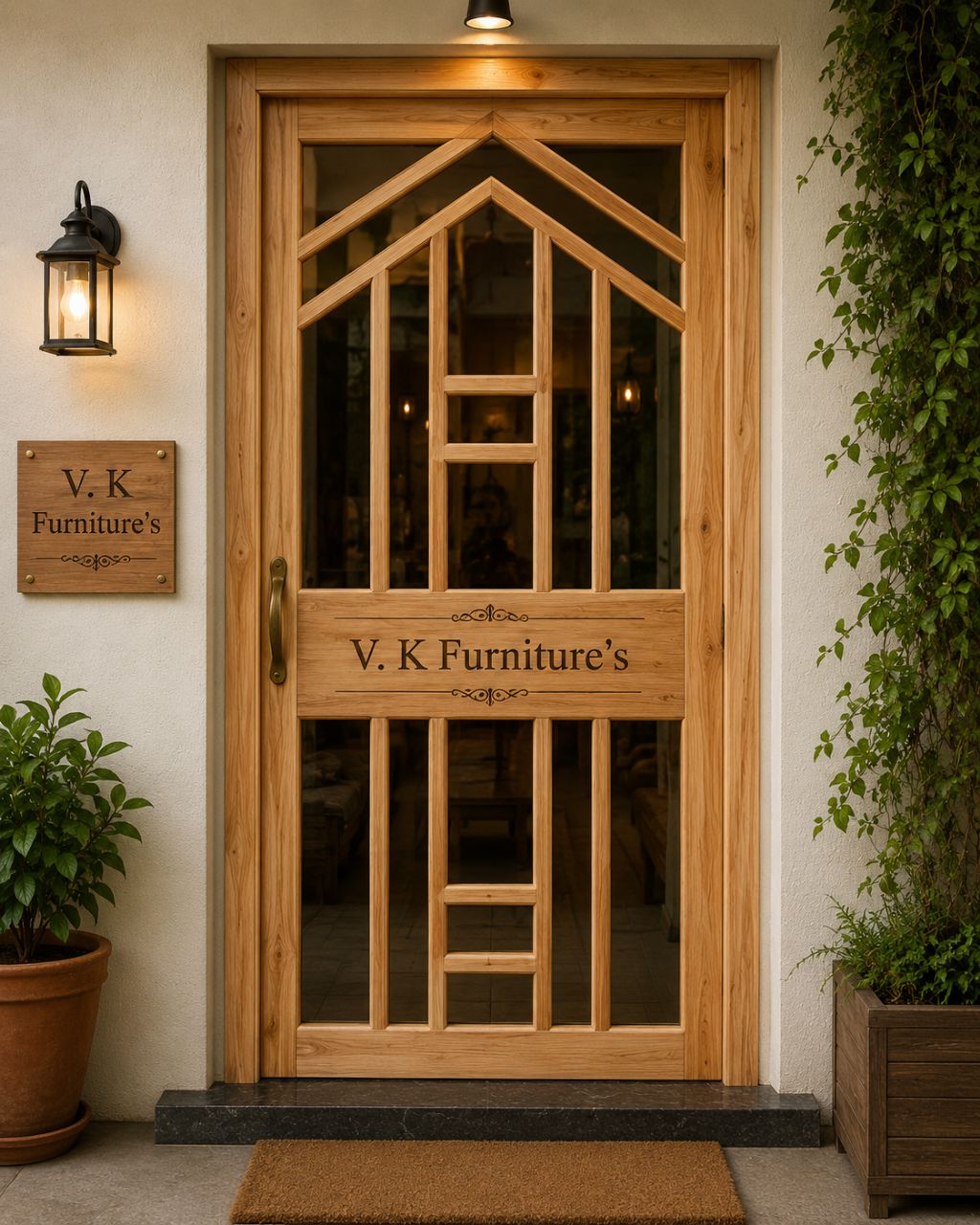 Wooden Mandir Jali Door view 3