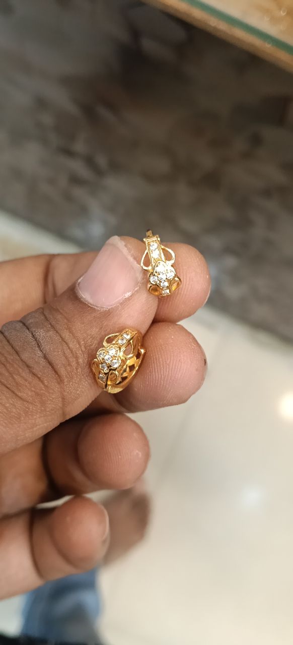 Gold Earrings with Stones view 2