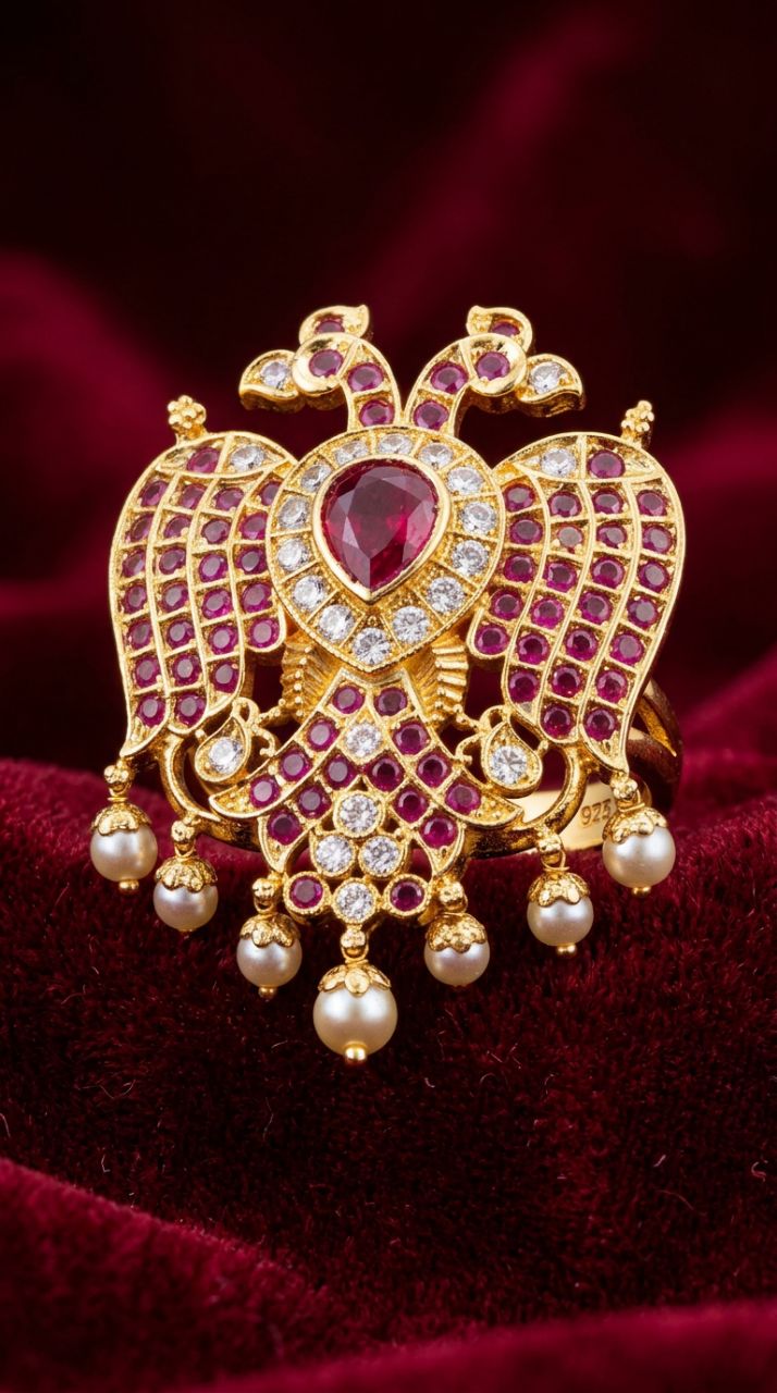Kundan Peacock Brooch view 2