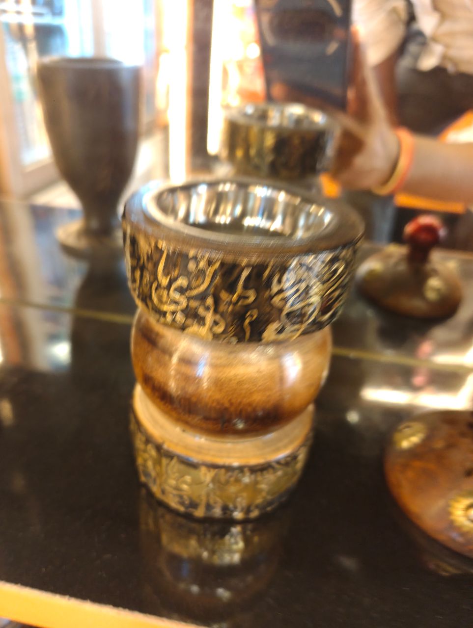 Decorative Metal and Wood Ashtray view 2