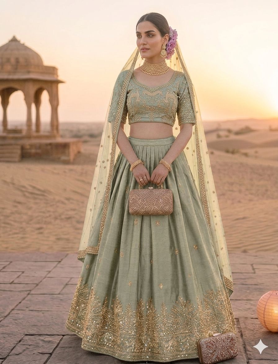 Embroidery Lehenga 💜 view 3