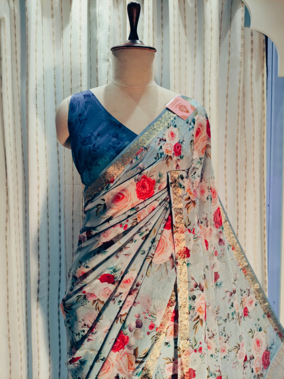 Designer Floral Print Pure Chiffon Saree view 4