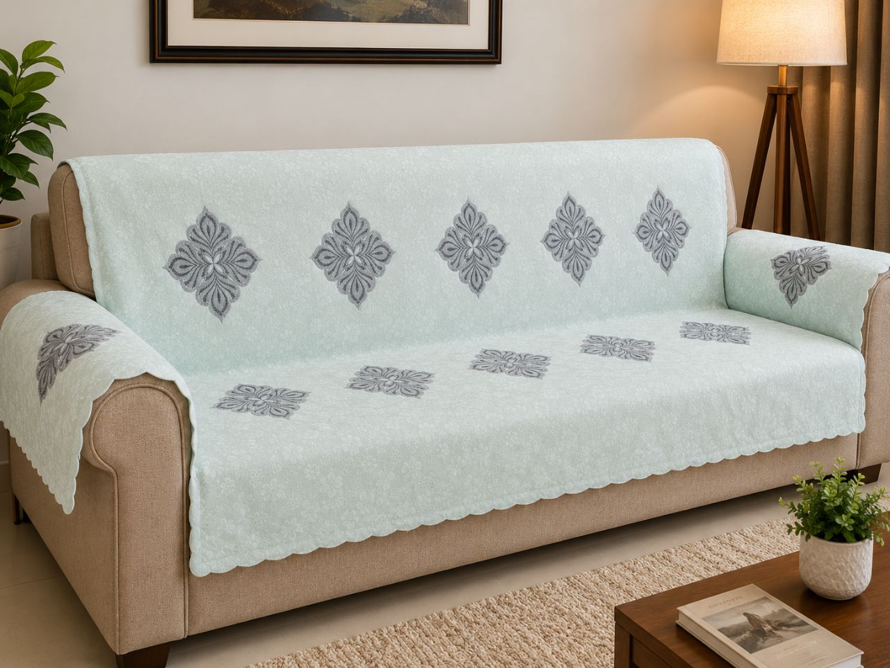 Premium Sofa Cover – Elegant Floral Design Width 27 Inchi view 2
