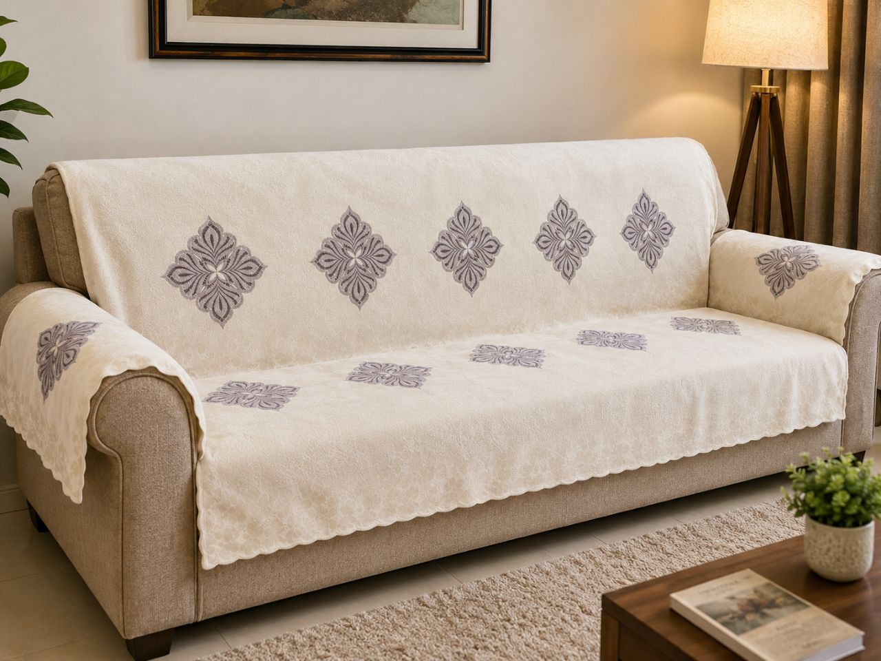 Premium Sofa Cover – Elegant Floral Design Width 27 Inchi view 4