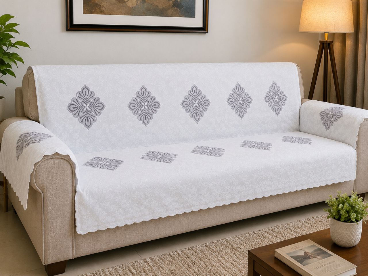 Premium Sofa Cover – Elegant Floral Design Width 27 Inchi view 3