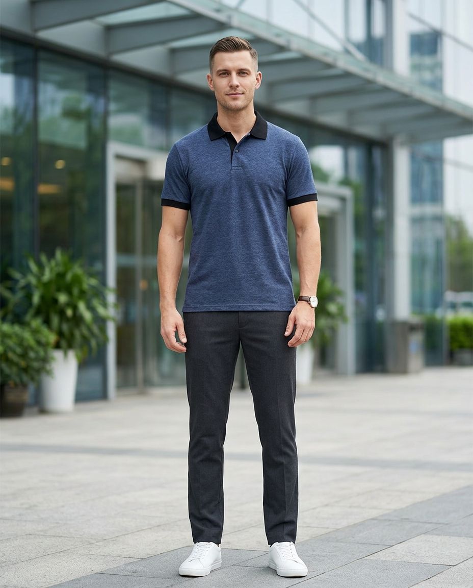 Mens Black Polo T-Shirt view 2