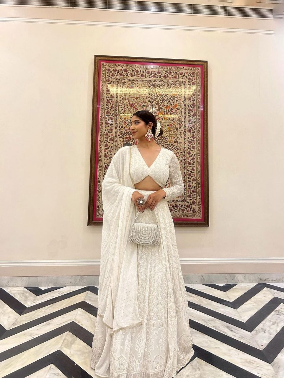 Off White Chikankari Lehenga view 2
