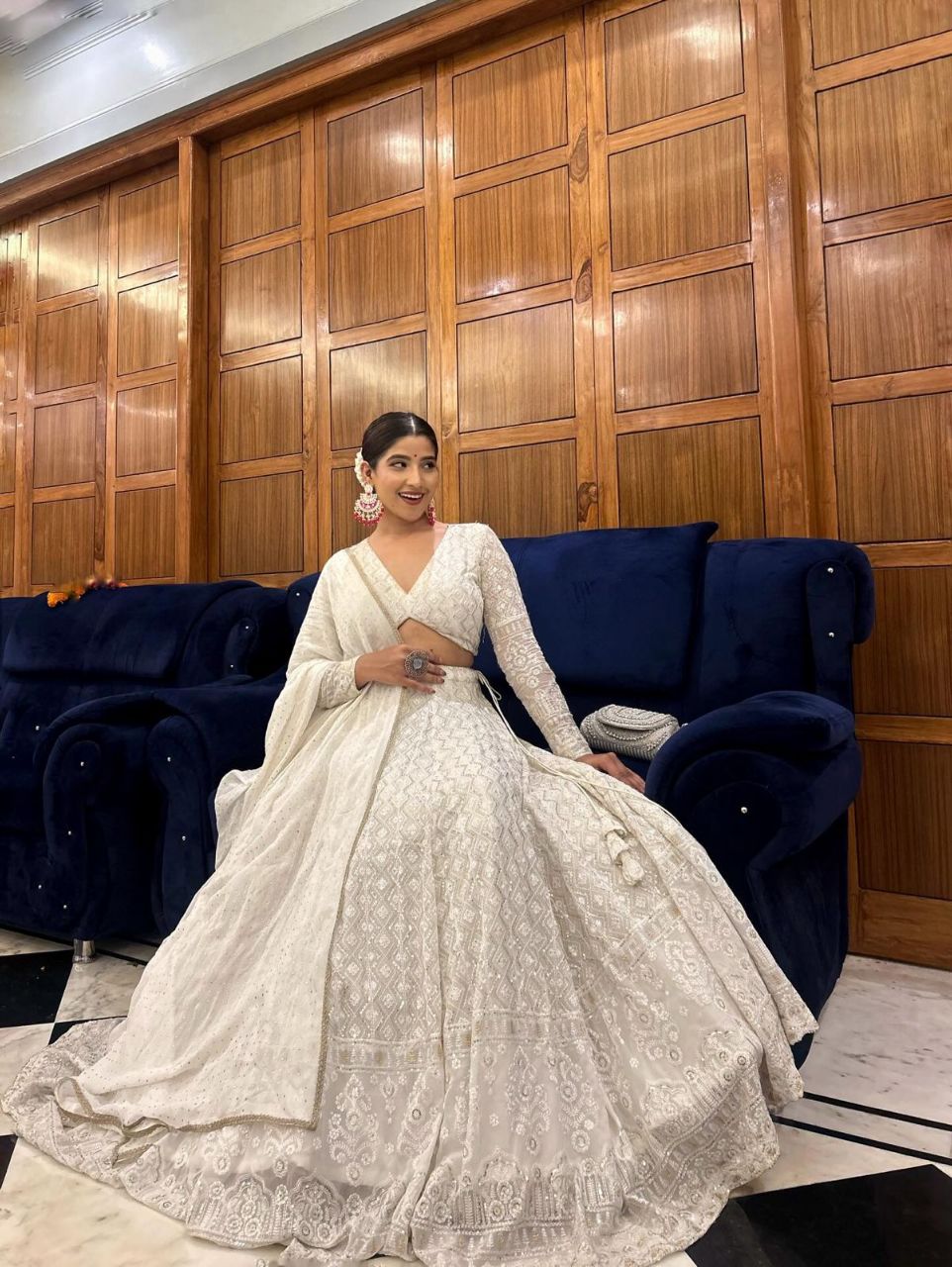 Off White Chikankari Lehenga