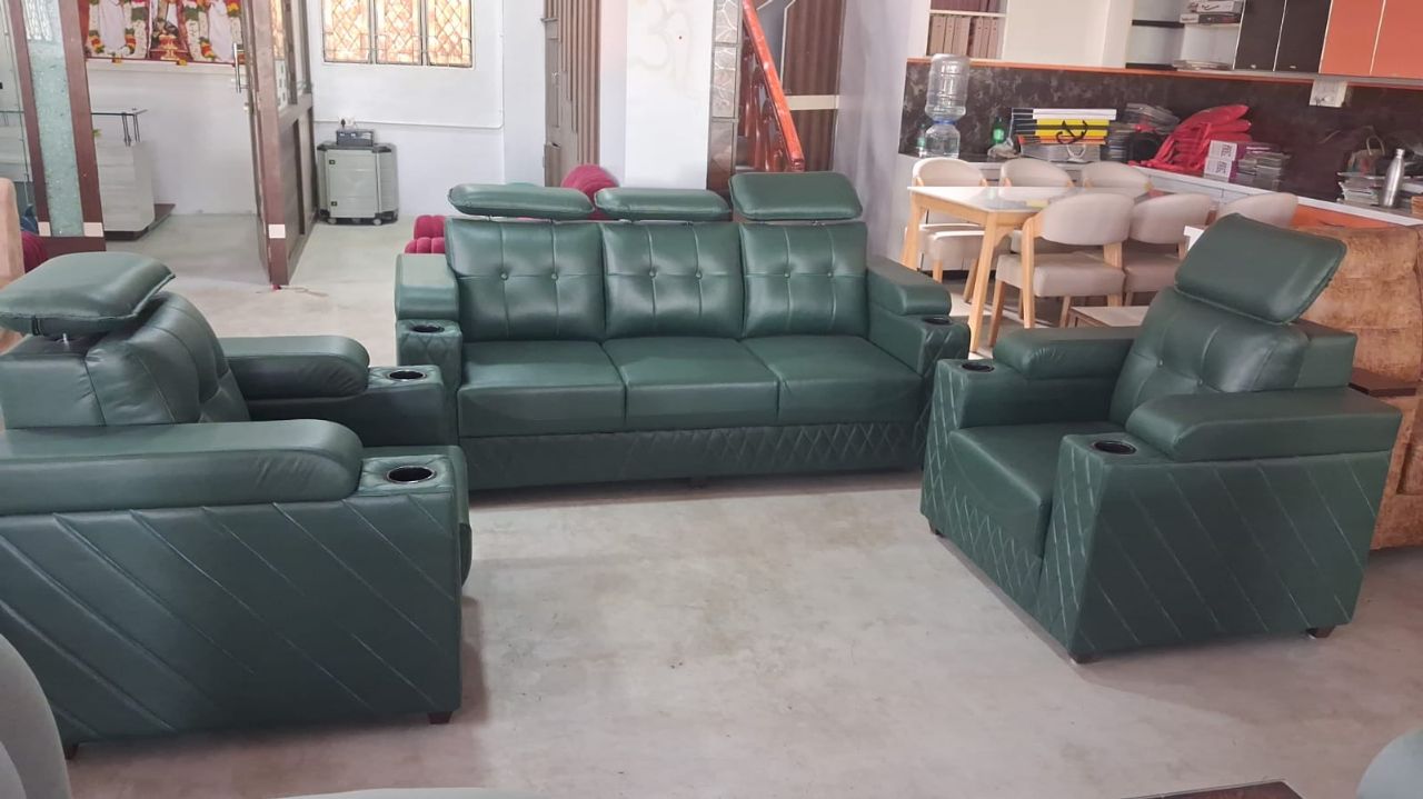 Green Leather Recliner Sofa Set