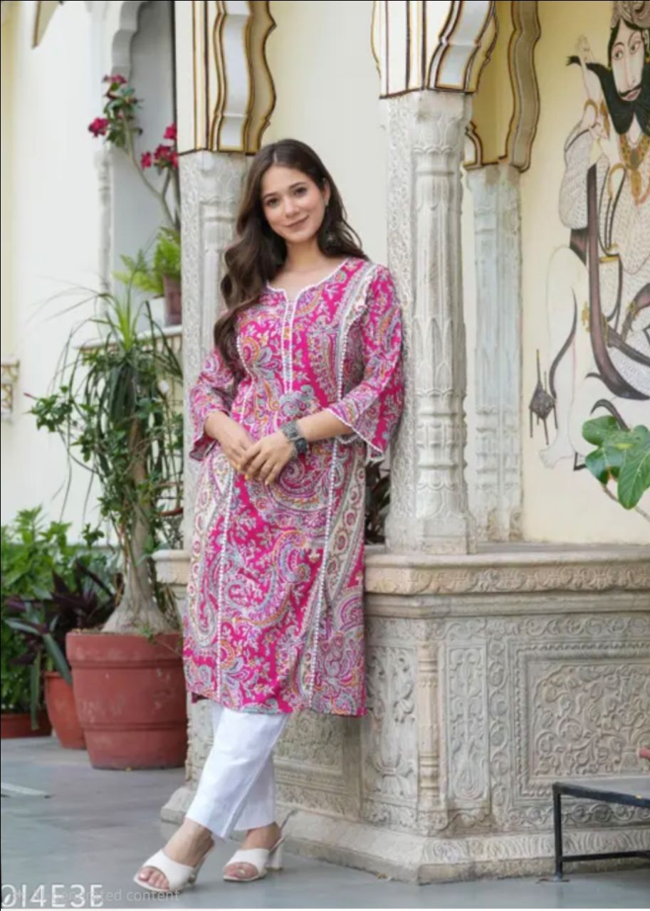 Ethnic Pink  Printed Kurta view 2