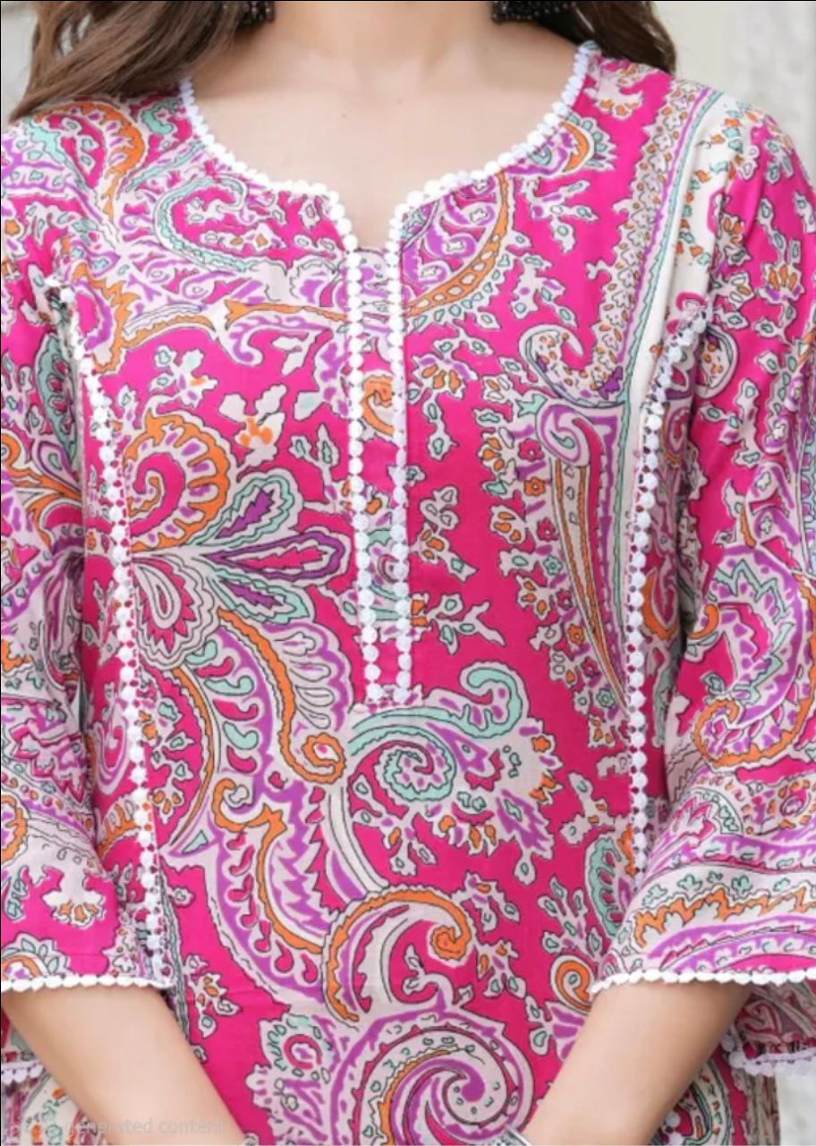 Ethnic Pink  Printed Kurta view 3