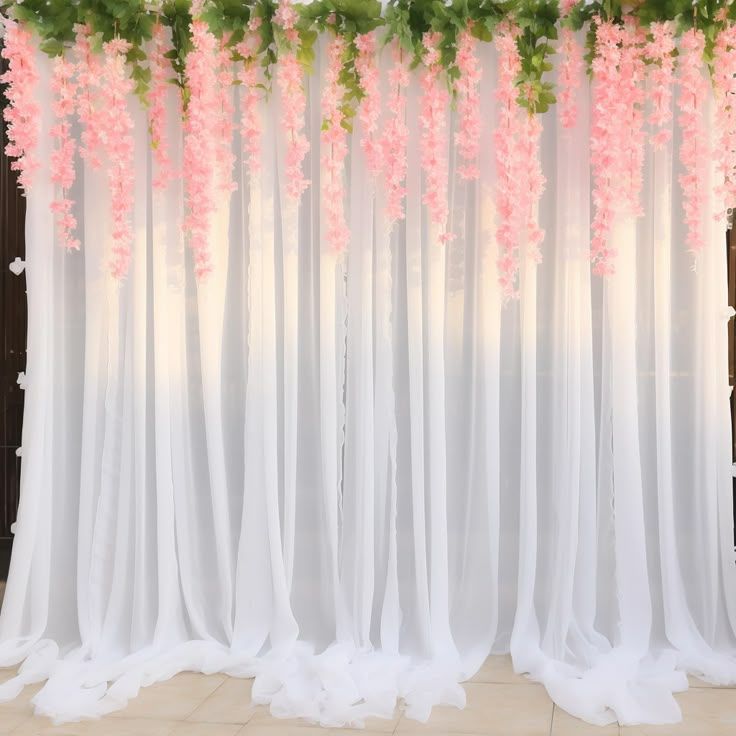 Pink Floral Curtain Drapes