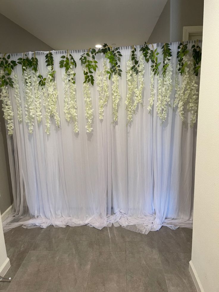 White Floral Curtain Decoration