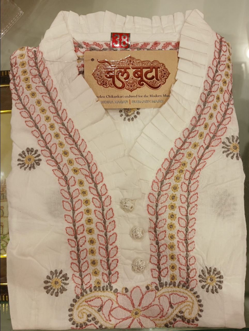 Bel Boota Chikankari Ladies Short Top view 2