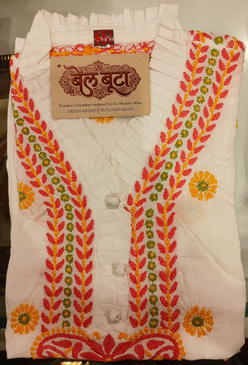 Bel Boota Chikankari Ladies Short Top view 4