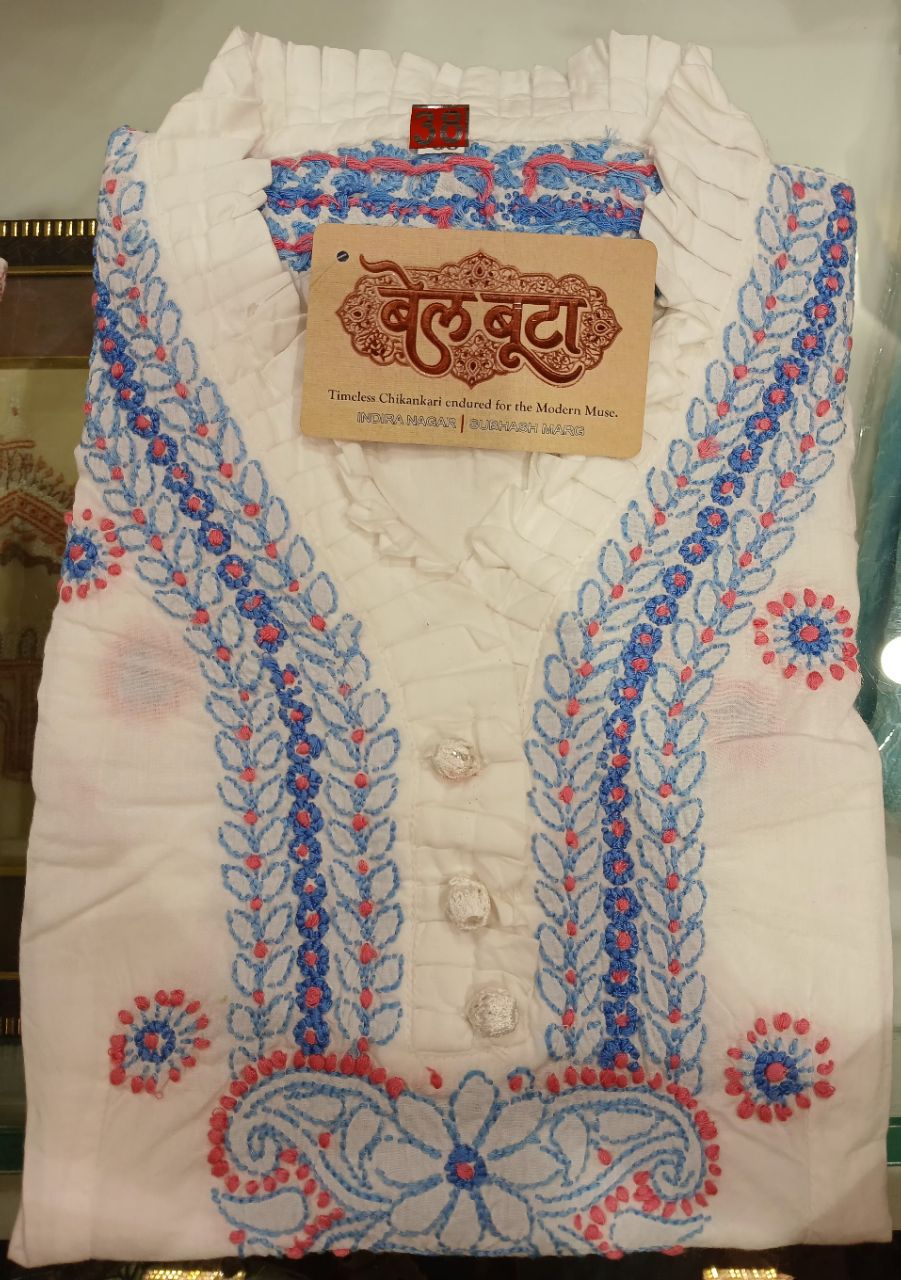 Bel Boota Chikankari Ladies Short Top view 3