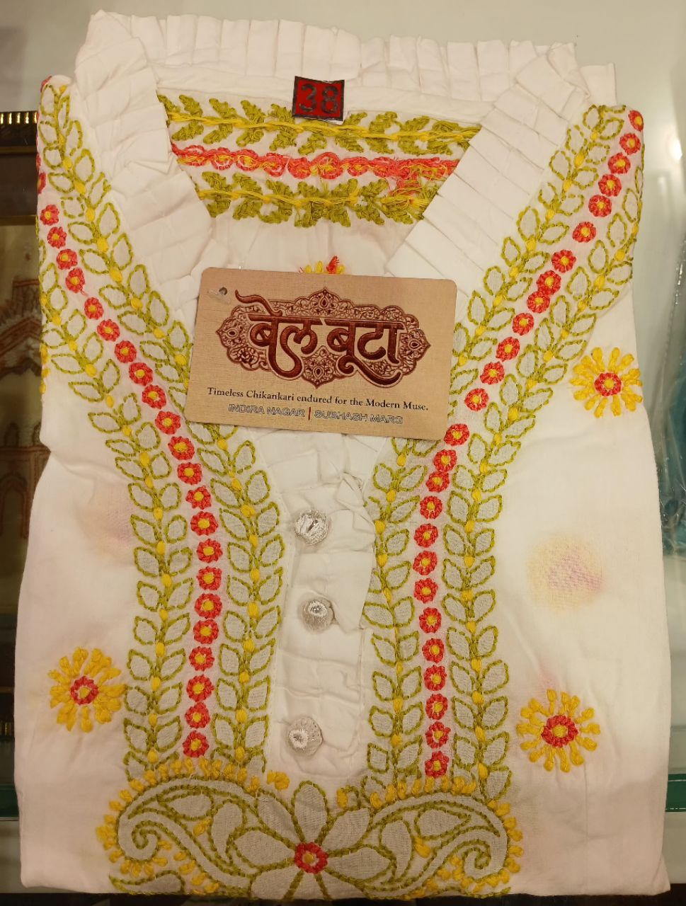 Bel Boota Chikankari Ladies Short Top view 5