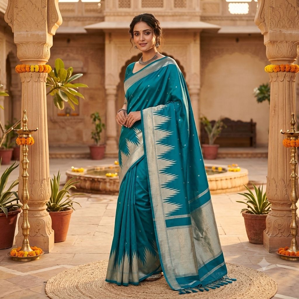 Temple Border Teal Blue-green