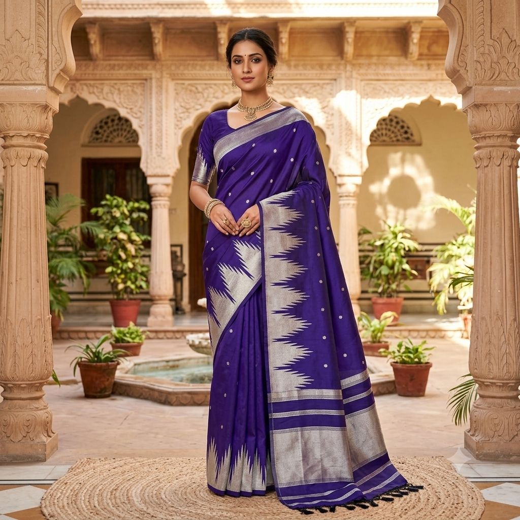 Temple Border Deep Royal Indigo-Purple