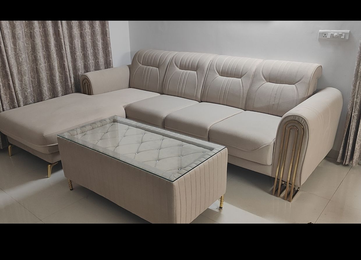 Beige Velvet Sofa Set