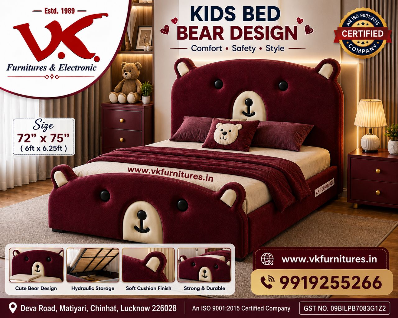 Kids Bed - Bear Design