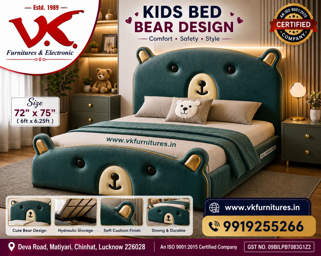Kids Bed - Bear Design view 2