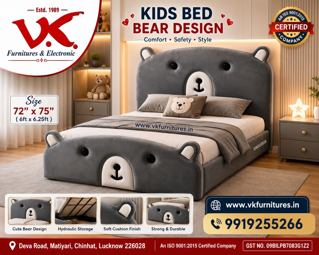 Kids Bed - Bear Design view 3